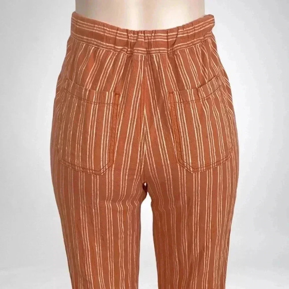 Anthropologie Seashore Beach Pants Linen + Cotton Terracotta Stripe SZ S - Picture 2 of 4